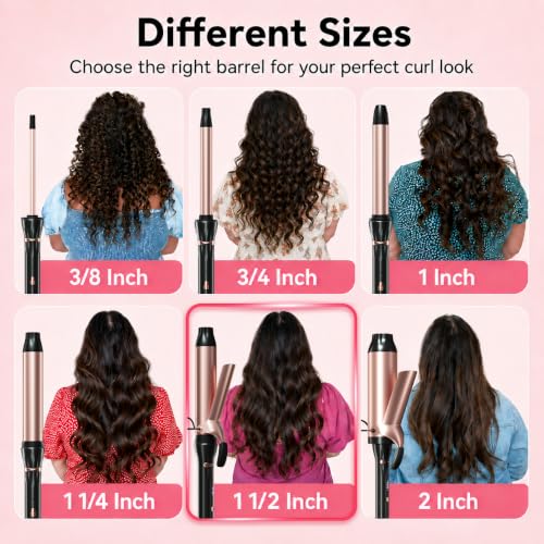 Image of 1 1 /2 Inch Curling Iron: Hahahope Large Barrel Hair Curler for Beach Waves