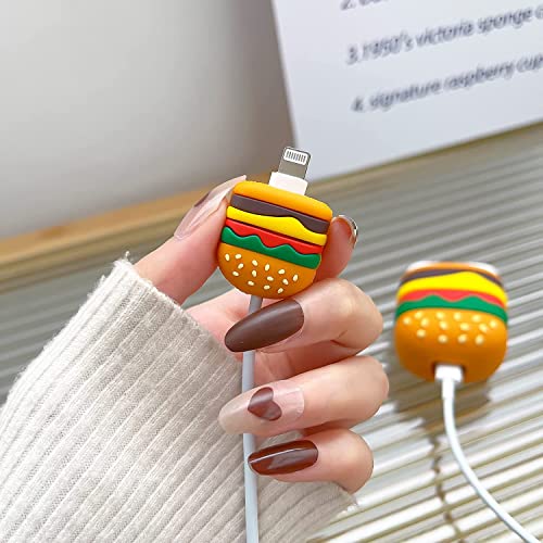 SSafe Slice Compatible with Apple iPhone Charger Case Cover | Cartoon Character Silicon Charger Case Cover for 18-20W 360 Degree Full Protection Cover (Cable Not Included) (Burger) Product Image