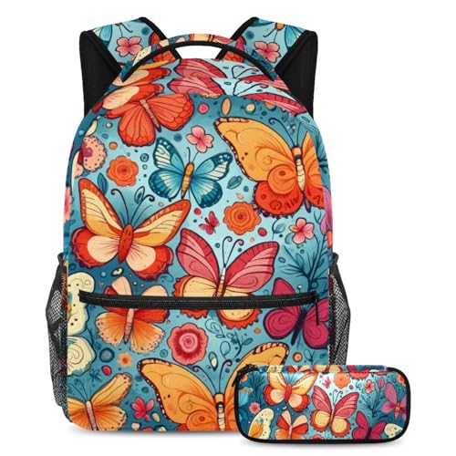 Sac d'école papillon imperméable contre les cahiers cornés