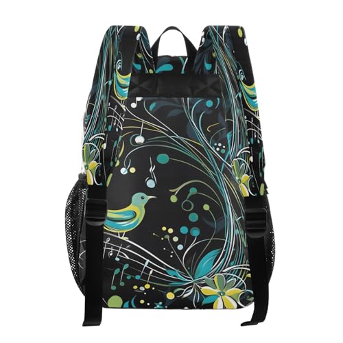 Music Notes Bird Black Clear Backpack Heavy Duty See Through Transparent PVC BookBag for Kids Boy Girl School Work3