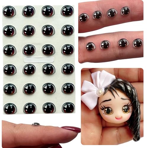 140-7: 12 of 7mm Pairs of 3D Resin Eyes (Coffee) – Adhesive & Self-Adhesive for Crafts, Clay, Polymer, EVA, Cold Porcelain,Sculpture, Felt, Plaster, Paper, Fantasy Eyes, Ceramics & More