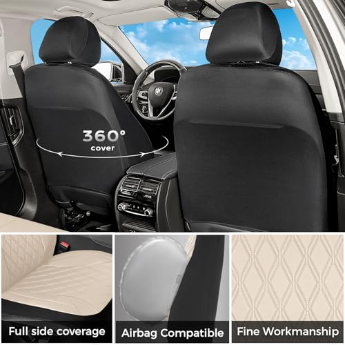Image of Car Seat Covers Front Seat, Leather Seat Covers for Cars, Waterproof Car Seat Protector Breathable, Front Seat Covers for Cars, Automotive Seat Covers Universal Fit for Most Car SUV Truck