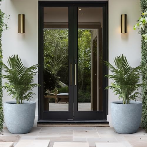 Image of Kante Large Round Bowl Blue Gray Concrete Planter 18 inch Dia, Outdoor