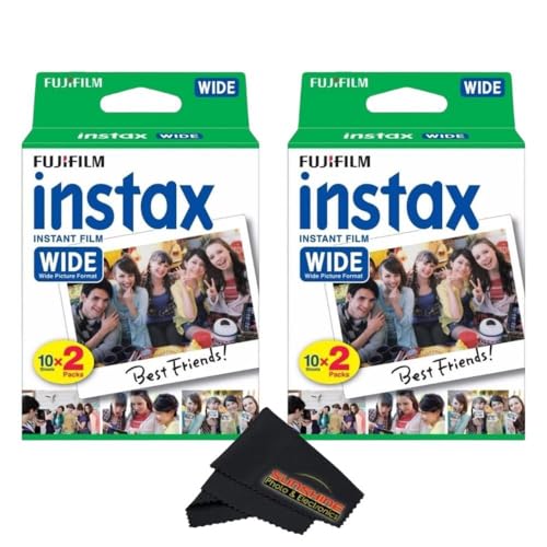 Fujifilm Instax Wide Instant Film Twin Pack with Sunshine Photo Microfiber Cloth... (2 Pack-40 Exposures)