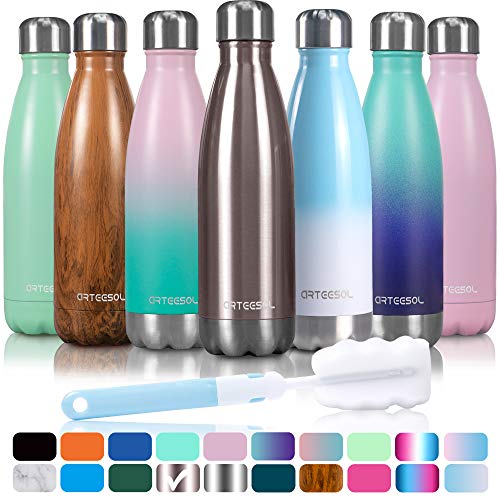 arteesol Trinkflasche Edelstahl Thermoskanne Thermoflasche Wasserflasche Doppelwandige Vakuum BPA Frei Flasche für Sport Fitness Fahrrad Laufen Camping 12 STD Kühlen & Warmhalten (Rose Gold, 500ml)