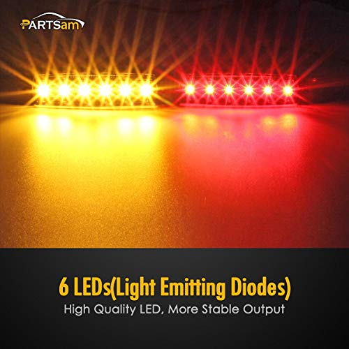 Image of Partsam 10Pcs 3.8 inch Smoked Thin line Trailer Led Side Marker Clearance Lights, 6 LED Surface Mount Amber /Red marker lights for Utility Trailer Truck RV