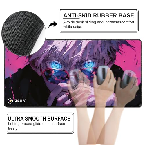 Image of Gaming Mouse Pad, Large Desk Mat 58.5 x 28 cm, Extended Washable Mousepad, Desk Pad, 2mm Thick Non-Slip Rubber Base, Stitched Edges, Smooth Surface (Multicolour) - Neon Style