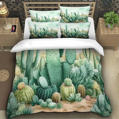 Housse de couette cactus fermeture éclair linge lit doux - 5