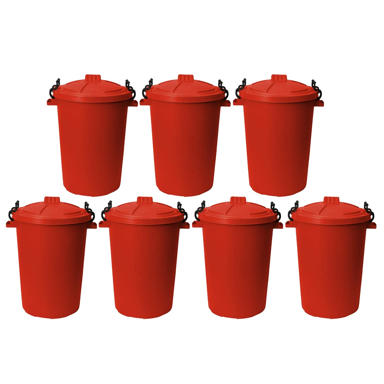 50 Ltr Bin Heavy Duty Dustbin Plastic Storage Unit Refuse Waste Bin with Locking Lid Recycle Compose Dustbin Recycled Plastic Bin Rubbish Waste Animal Feed Portable Garden Use (Red, 7)