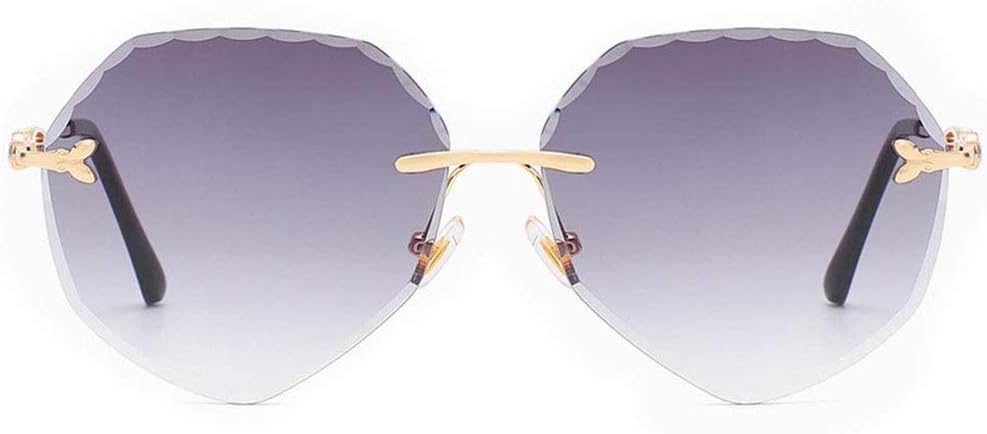 Rimless Frame, Polarized Lenses，Classic Metal Oversized for Women Driving Travel Outdoors