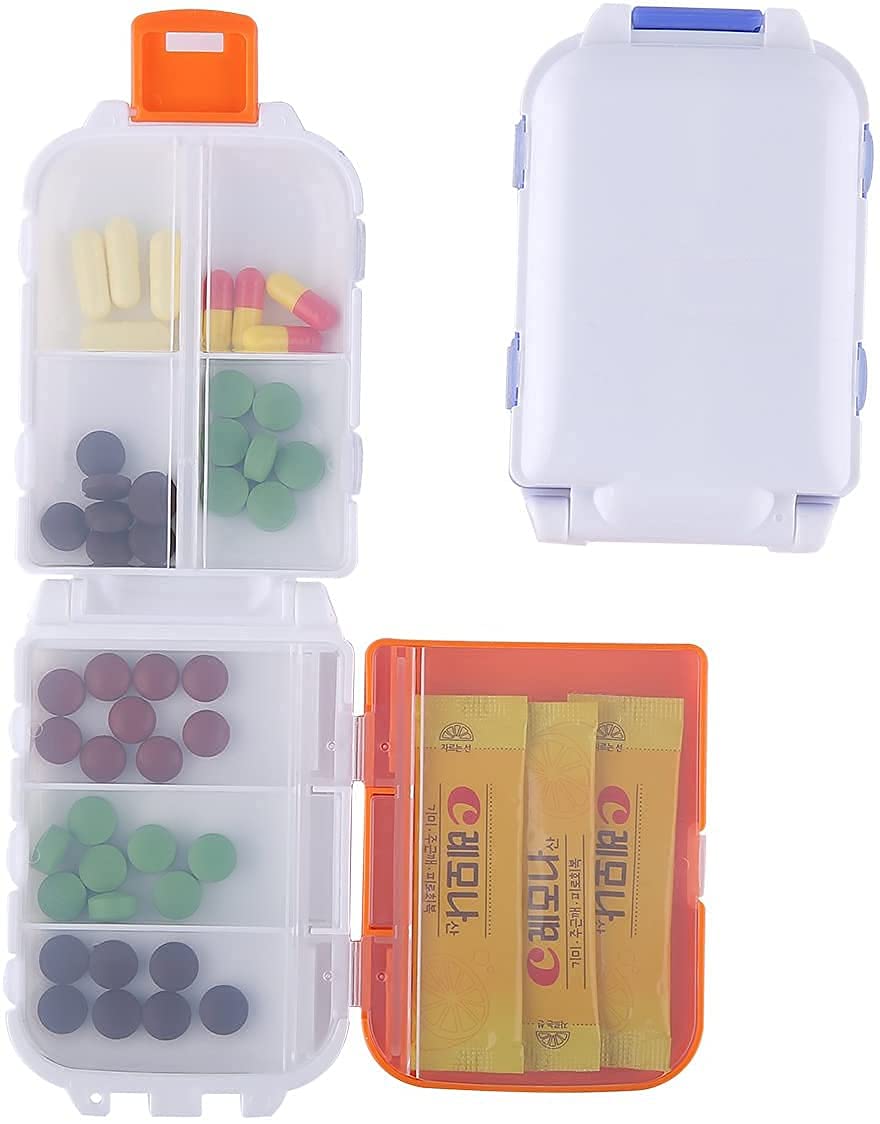1 Pcs Medicine Box Mini Vitamin Pill Tablet Case Organizer Travel Medicine Storage Box. Case 8 Latex (Multi Color)
