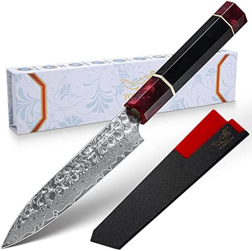 YONOVAK 5 inch Damascus Paring Knife, Pro Japanese 67 Layer 9CR18MOV Clad Steel w/New Type Ergonomic Resin Handle Petty Knife, Lightweight Sharp Kitchen & Restaurant Fruit Knife w/Sheath