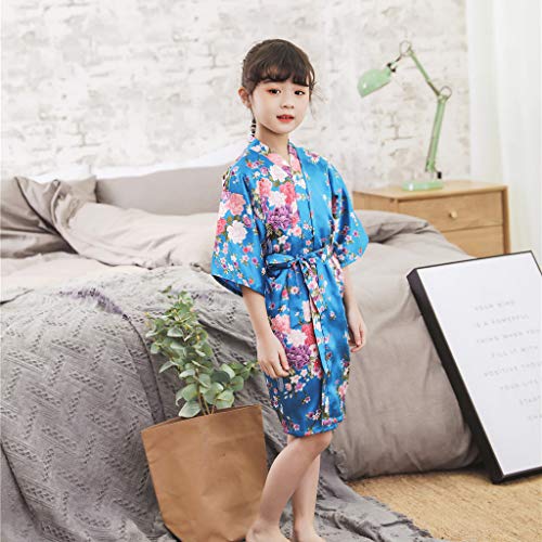 Toddler Girls Floral Silky Kimono Robe Outfits Knee Length 𝐁athrobe For Birthday Spa Kids Girls Cute 𝗣a𝗷amas Coats4