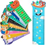 Haooryx 50Pcs Back to School Bookmark Rulers,10 Styles Campus Theme Measuring Ruler Bookmark Double-