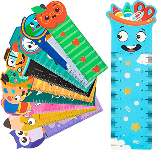Haooryx 50Pcs Back To School Bookmark Rulers,10 Styles Campus Theme Measuring Ruler Bookmark Double-Side Printing Plastic Book Markers For Kids Birthday Gift Classroom Student Reward Gift Bag Filler #TOP25