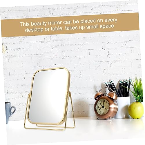 Espejo de maquillaje doble cara giratorio de mesa 360° miniatura 2