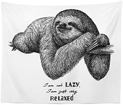 Lazy Sloth Tapestry Wall Hanging Funny Relaxed Cute Sloths Tapestries Dorm Room Bedroom Decor Art - Printed in the USA - Small to Giant Sizes