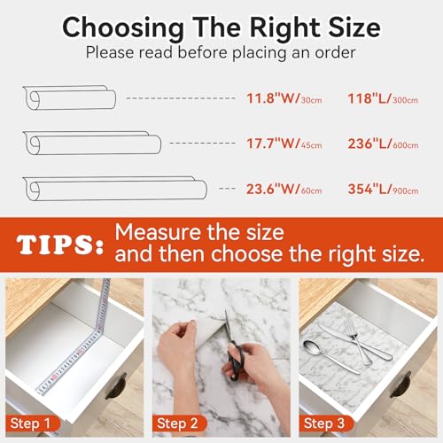 Viseeko Shelf and Drawer Liner for Kitchen Cabinet, Non-Adhesive Cabinet Liners for Shelves, Strong Grip Shelf Paper Non-Slip Waterproof Easy to Cut for Dresser Cupboard, Marble, 24 in x 20 ft
