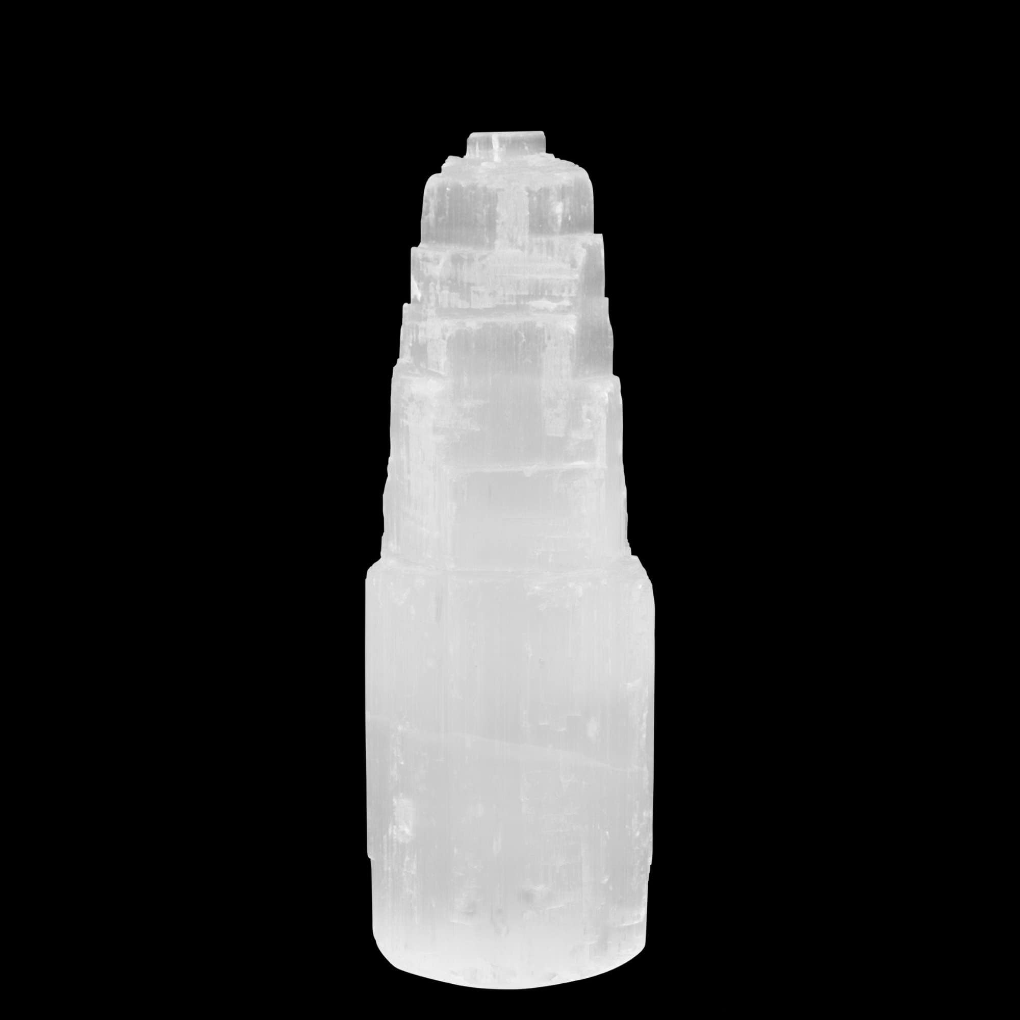 WISH WELL Large Selenite Tower – 6” Selenite Crystal Tower – Mined and Crafted in Morocco – Ideal for Cleansing and Recharging Crystals and Healing Stones, Meditation, and Home Decor