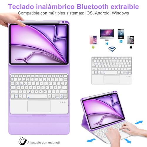 Teclado para iPad Air 11 M4 funda con trackpad español Ñ bluetooth magnética 3