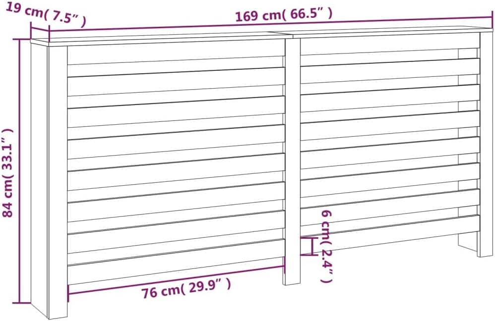 Solid Pine Wood Radiator Cover, 66.5"x7.5"x33.1" Heater Cabinet with Shelf for Home Heat Storage, Warm Air Shield Use