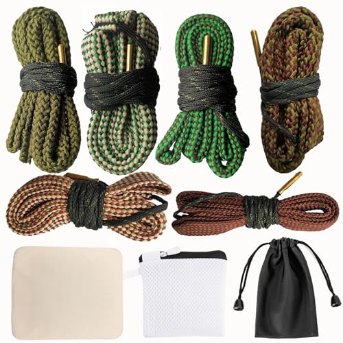 Gun Snake Cleaner Barrel Rope for Handguns and Rifles .22 .223 5.56mm/.22.357.38.380, 9mm/.30 308 30-06 303 7.62mm/7mm/.44- .45/.40-.45,Gun Cleaning Kits with Gun Cleaning Cloth Gun Cleaning Supplies