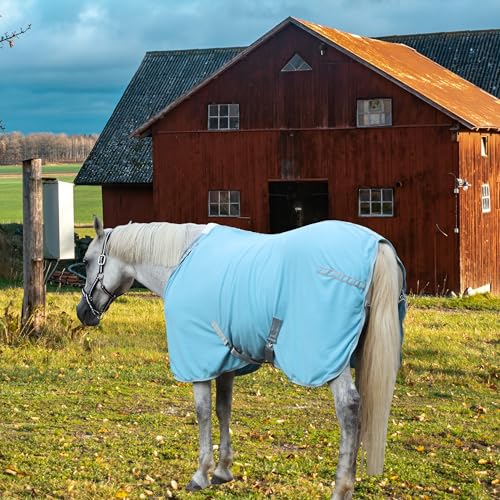Couverture polaire cheval 2.1m Leberna tapis bleu clair