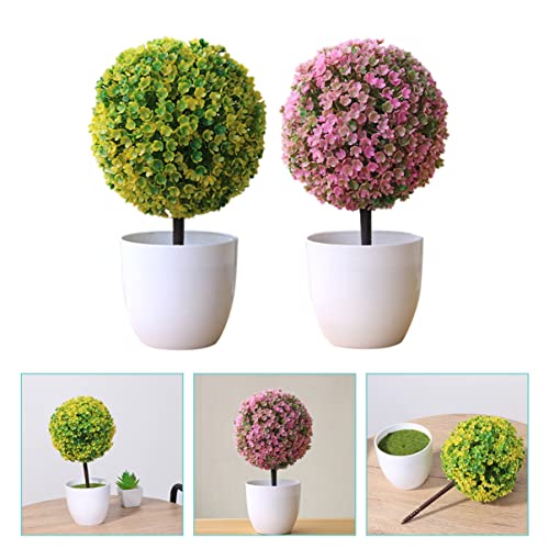 PRETYZOOM 2pcs Simulated Potted Plant Lifelike Small Bonsai Artificial Potted Plant Bonsai Plastic Potted Plant Decor Artificial Plants Artificial Potted Plants Fake Plants Bonsai