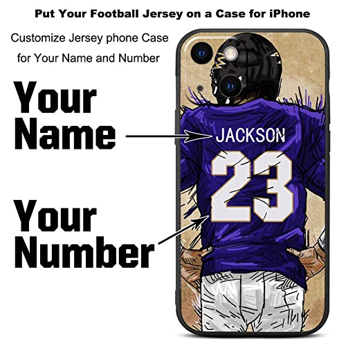 Ikpytree Custom Name & Number Football Jersey Black Case For Iphone 14 13 12 11 Xs Max Xr 8 7 6 Plus 11 Pro Mini，Customized Silicone Shockproof With Camera Protection Case (Baltimore Purple) #TOP1