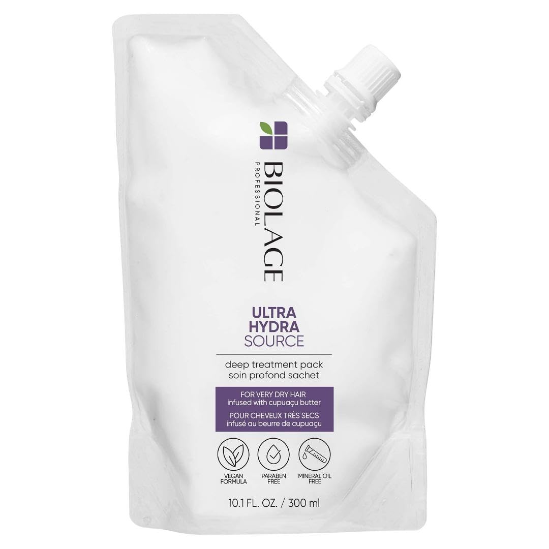 Biolage Ultra Hydra Source Deep Treatment Pack | Leave-In Hair Mask | Conditions, Softens & Restores Hair | For Very Dry Hair | Paraben-Free | Vegan | Cruelty Free | 10.1 Fl. Oz