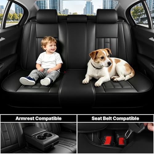 Image of Car Seat Covers Full Set for Toyota RAV4 1999-2025 Black (5 Pack) | Waterproof Car Seat Cover. Anti-slip. Breathable. Airbag Compatible. Seat Heating Works. Easy Clean. Durable Stitching.