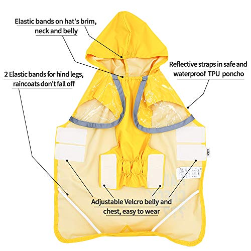 ISPET Capas de chuva para cães grandes, capa de chuva com capuz para cães com faixa refletiva, à pro
