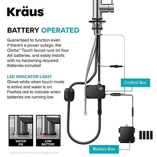 KRAUS Oletto Contemporary Single-Handle Touch Kitchen Sink Faucet with Pull Down Sprayer in Matte Black, KTF-3104MB - image 8