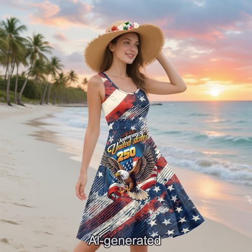 Image of Dreaweet Casual Sleeveless Dresses for Women Girls, Round Neck Tank Dresses with Pockets Summer Sundress Size XS-4XL