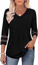 Damen Bluse 3/4 Sleeve Blouses V Neck Women Arm Tshirt Casual Blouses Basic Shirt Ärmel Hollow Design Herbst Top