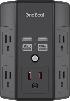 Surge Protector Wall Outlet Extender, 5 Outlets & 4 USB Ports30W USB-C PD
