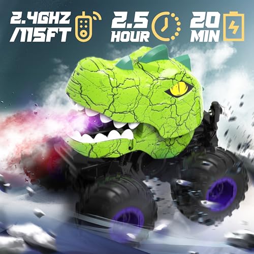 Image of BEZGAR Monster Truck Toys, 1:20 Remote Control Car with Spray, Light, Music