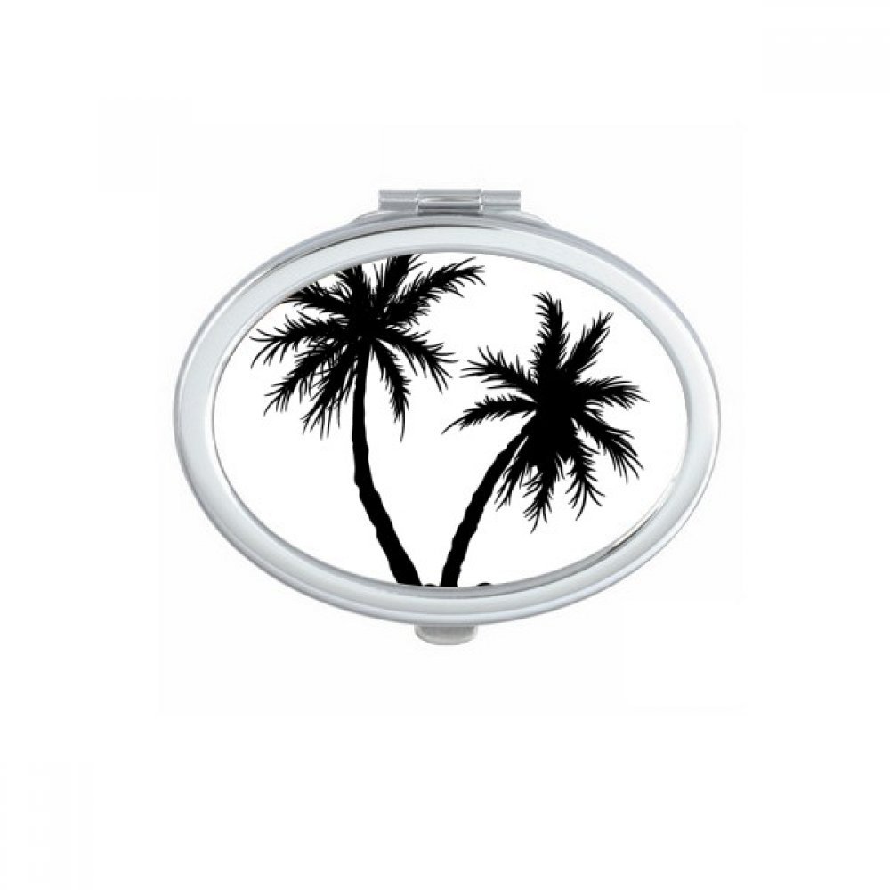 Miroir de Maquillage Ovale Cadeau Mignon Idéal avec Motif Cocotier Tropical Noir