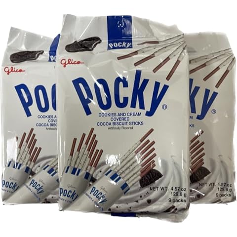 Pocky Sticks Japanese Snacks Variety Pack of 3.Asian Snacks Poky Sticks Strawberry, Chocolate, Cookies, and Cream (Cookies & Cream) Cover