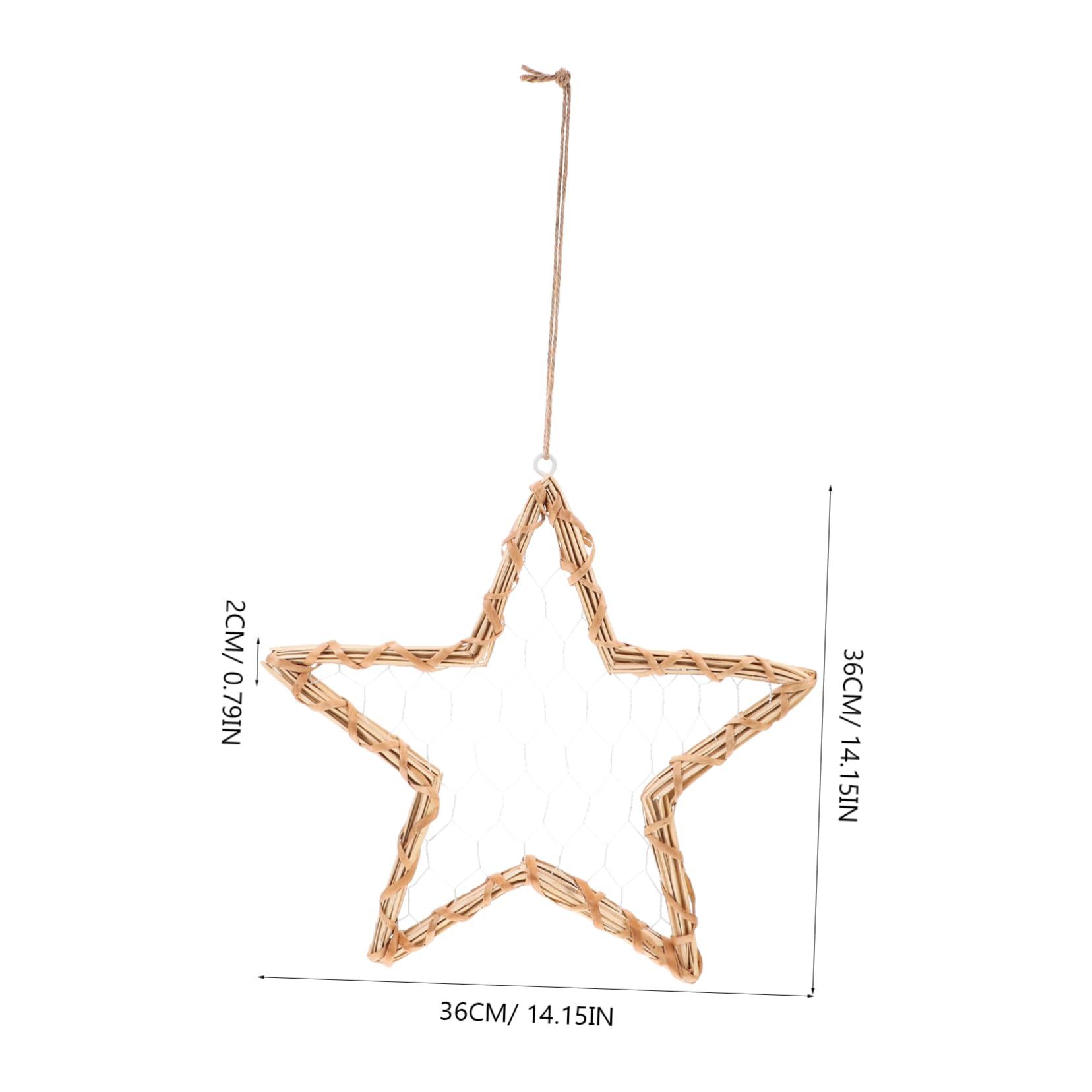 Cabilock Innovative Willow Woven Star Shaped Frame Floating Picture Hanger Vintage Decor for Living Space