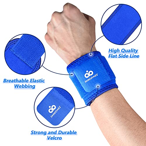 INDEEMAX 2 Pack Adjustable Carpal Tunnel Wrist Brace, Compression Wrist Support for Arthritis and Tendinitis Pain Relief, Weightlifting, Wrist Wraps for Men and Women, Fit Right and Left Hand,Blue