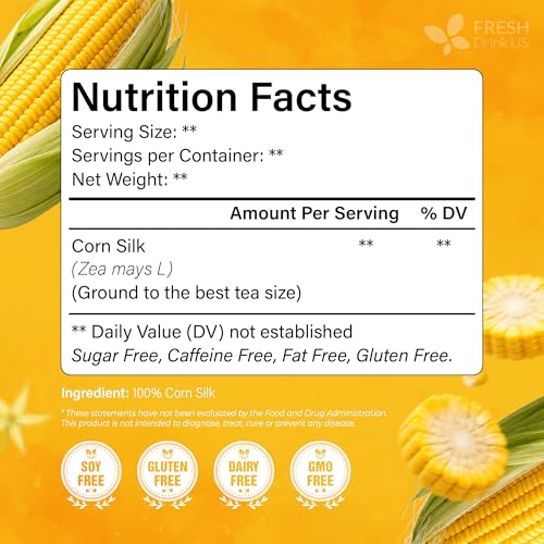 Image of FreshDrinkUS, Premium 40 Tea Bags Corn Silk Tea, 100% Natural & Pure from Corn Silk. Corn Silk Herbal Tea. Clean Ingredients. Made with Natural Material Tea Bags. No Sugar, No Caffeine, Vegan.