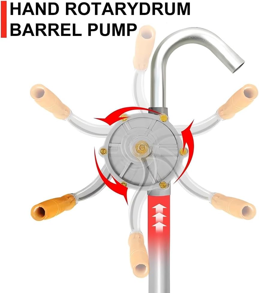 55 Gallon Aluminum Rotary Hand Barrel Pump - Heavy Duty Manual Barrel Pump Fits 5 to 55 Gallon Drums, Hand Diesel Transfer Pump, For Transferring Heating Oil, Motor Oil, Non-Corrosive