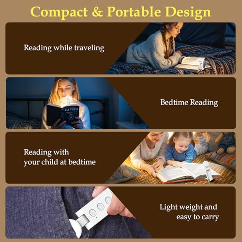 Image of Round Reading Light Clip On Book,USB Rechargeable Book Light,5 Colours and 6 Brightness dimmable,Angle Adjustable,for Reading for Bed (White)