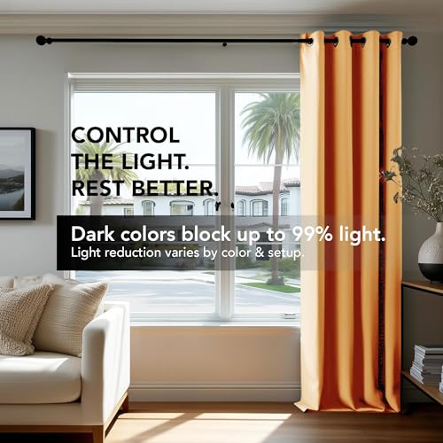 Image of Deconovo Grommet Blackout Curtains Room Darkening Thermal Insulated Curtains for Sliding Glass Door 52x96 Inch Orange Flame Set of 2 Panels
