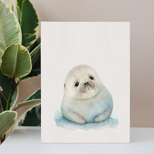 Miniatura 4 de Baby Seal - Arte de pared de animales árticos, decoración de guardería para bebé, niño, habitación de niños, 11 x 14 pulgadas