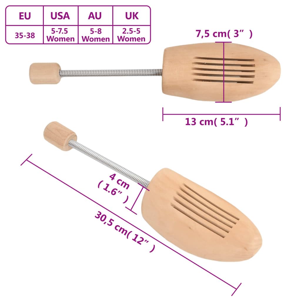 Brokky Tendiscarpe 2 Paia EU 35-38 Legno Massello di Loto,Tendiscarpe Uomo Donna, Regolabile Lunghezza Larghezza Tendiscarpe Forme Scarpe