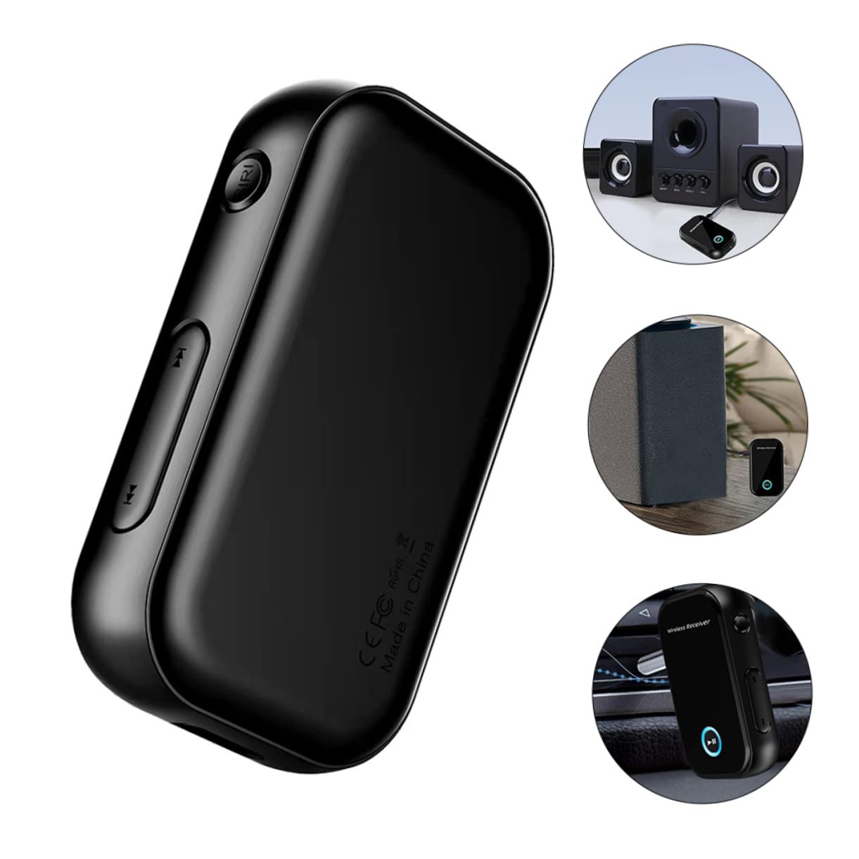Uonlytech 4pièces Récepteur Audio sans Fil Adaptateur Car Audio Transmetteur -and-Play Bruit Et Autonomie Énergétique Compatible avec Smartphone Et Enceintes De Portée