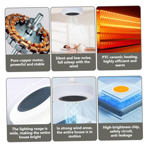 Hbbgdiy Bathroom Heater Fan Light Combo Ceiling LED Bathroom Light with Built in Heater, Ceiling Heating Fan Includes Remote Control for Home - Image 6