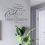 Bible Verses Wall Decor Vinyl Scripture, Wall Quotes for Living Room – I Can Do All Things – Bible Verse Sticker for Bedroom Classroom Playroom Nursery